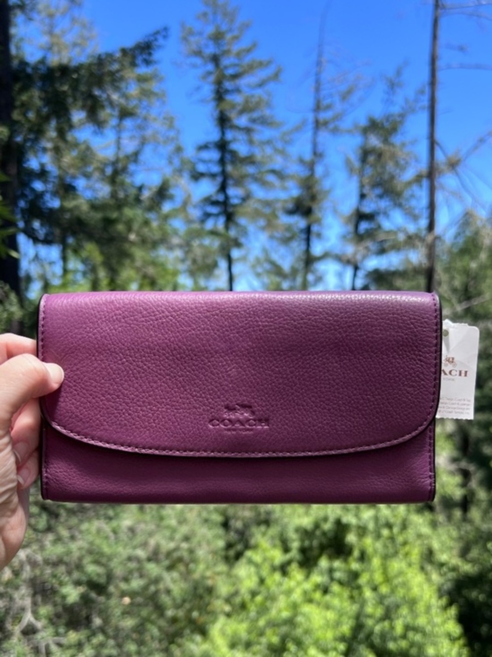 COACH Vintage Women's Purple Leather Trifold Wallet AUTHENTIC